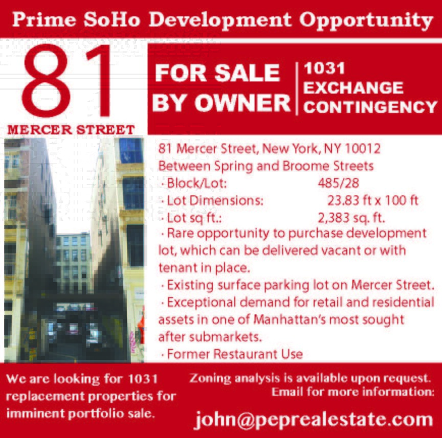 81 Mercer Street for Sale NYCRS New York Commercial Real Estate